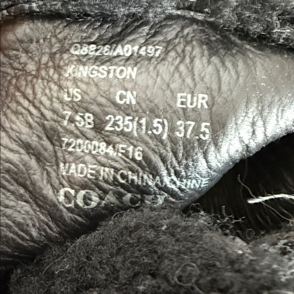 Coach | Kingston Black Shearling Leather Wedge Ankle Boots - 7.5 like new - Picture 8 of 9